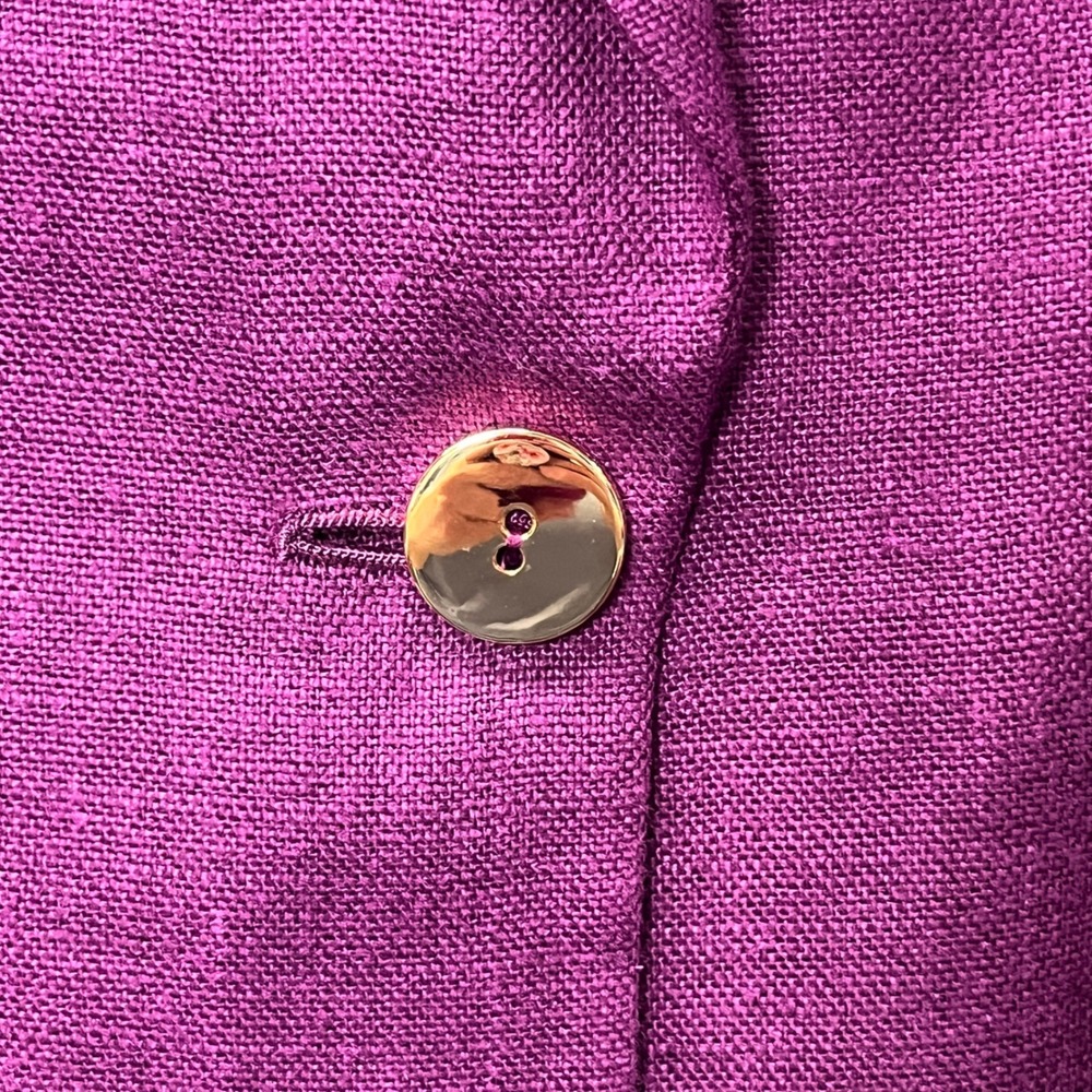 Ellen Tracy Magenta Purple Linen Blazer Jacket Women L Preppy Tailored Career - Picture 4 of 11
